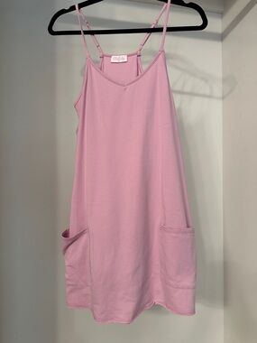 Pink Lily small Light Pink dress with shorts and Pocket Slip.  Like new